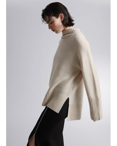 & Other Stories Mock-neck Knit Sweater - Natural
