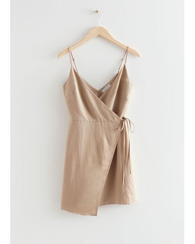 & Other Stories Strappy Wrap Mini Dress - Natural