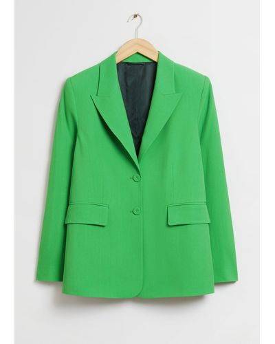 & Other Stories Relaxed Single-breasted Tailored Blazer - Green
