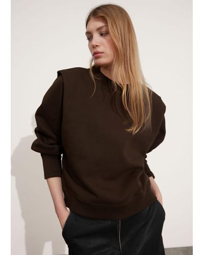 & Other Stories Fitted Pleated-shoulder Sweatshirt - Brown