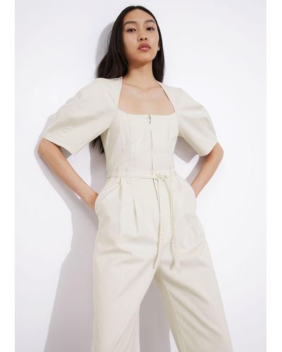 & Other Stories Belted Zip-front Jumpsuit - White