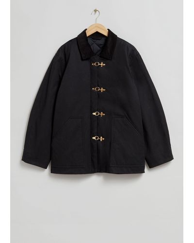 & Other Stories Loose Duffle Jacket - Black