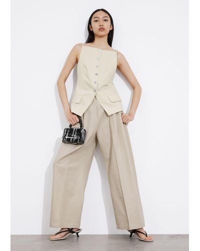 & Other Stories Wide Tailored Trousers - Natural