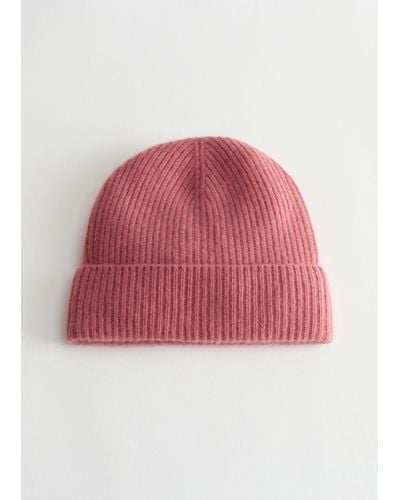 & Other Stories Ribbed Cashmere Knit Beanie - Pink