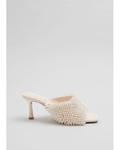 & Other Stories Mother Of Pearl Covered Leather Mules - Natural