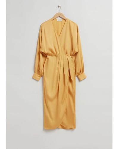 & Other Stories V-neck Wrap Dress - Yellow