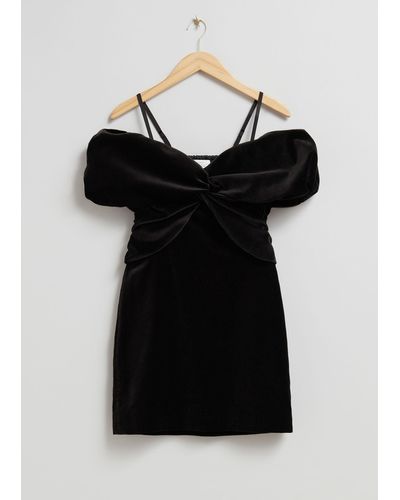 & Other Stories Off-shoulder Velvet Mini Dress - Black