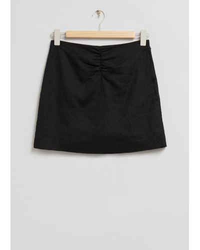 & Other Stories Slim-fit Ruched Detail Mini Skirt - Black
