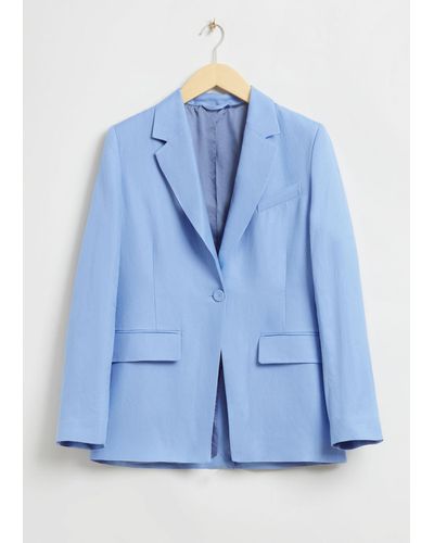 & Other Stories Relaxed Cut-away Tailored Blazer - Blue