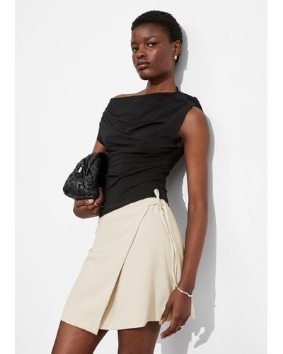 & Other Stories Tailored Mini Wrap Skirt - Natural