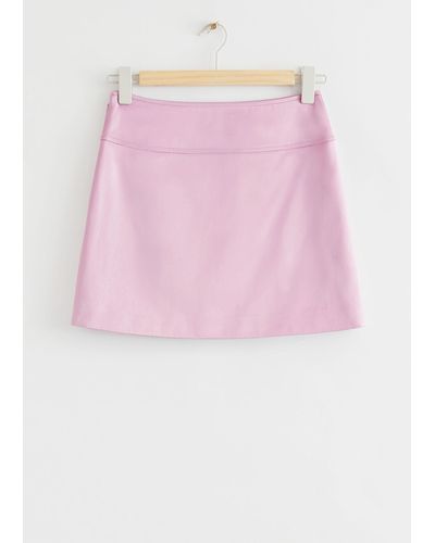 & Other Stories Fitted Satin Mini Skirt - Pink