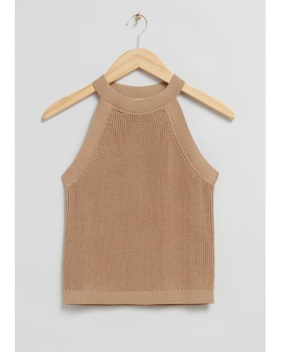 & Other Stories Fitted Halter Knit Top - Natural