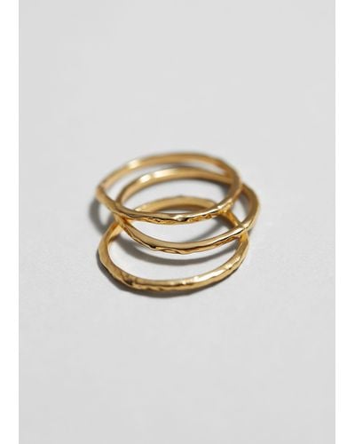 & Other Stories Hammered Ring Set - White