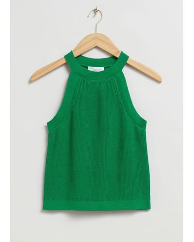 & Other Stories Fitted Halter Knit Top - Green