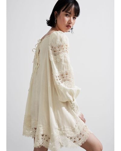 & Other Stories Lace-trimmed Mini Dress - Natural