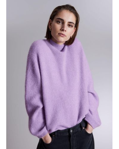 & Other Stories Mock-neck Knit Sweater - Purple