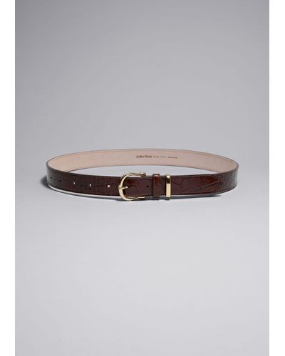& Other Stories Croco Leather Belt - Gray