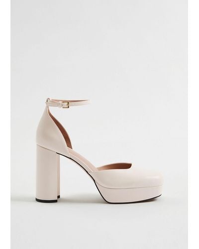 & Other Stories Leather Platform Mary Jane Court Shoes - Natural