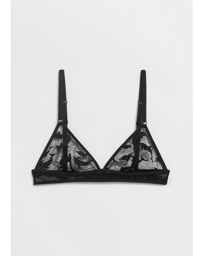 & Other Stories Lace Triangle Bra - Black