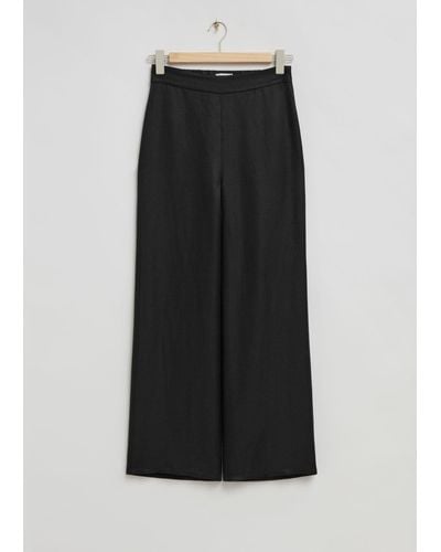 & Other Stories High Waist Wide-leg Pants - White