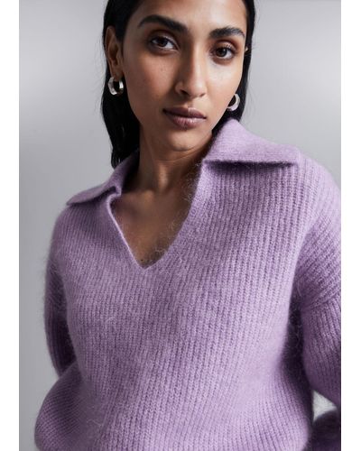 & Other Stories Mohair Knit Sweater - Purple