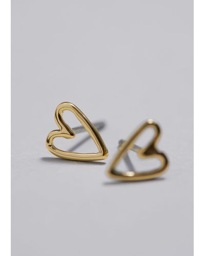 & Other Stories Heart Stud Earrings - Metallic