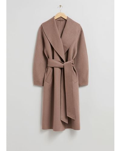 & Other Stories Oversized Shawl Collar Coat - Multicolour
