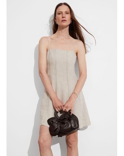 & Other Stories Strappy Linen Mini Dress - Natural