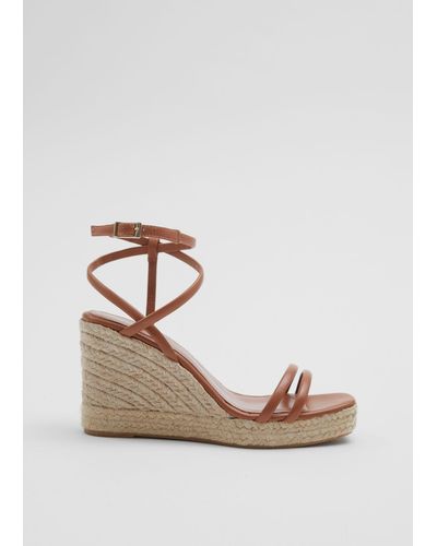 & Other Stories Leather Espadrille Sandals - Gray