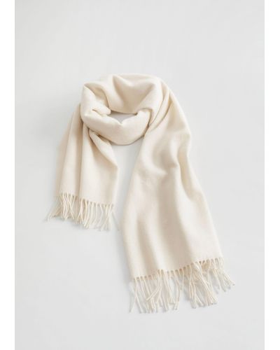 & Other Stories Fringed Wool Blanket Scarf - White