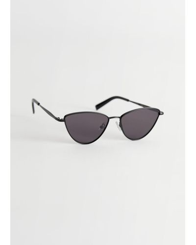 & Other Stories Wire-frame Cat Eye Sunglasses - Black