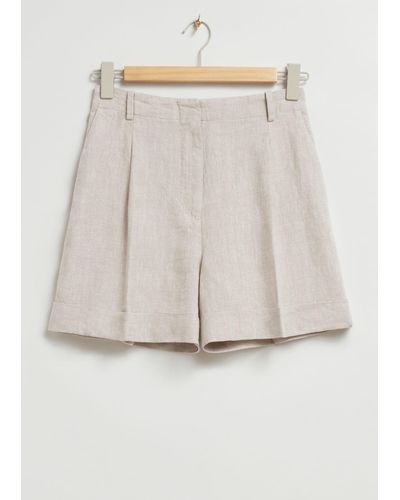 & Other Stories Tailored Wide-leg Linen Shorts - White