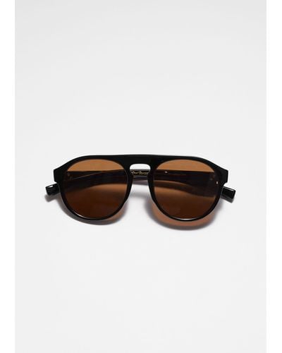 & Other Stories Rounded Aviator Sunglasses - Black
