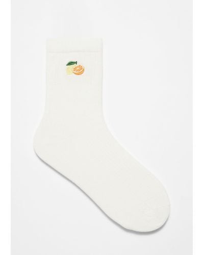 & Other Stories Embroidered Ankle Socks - White