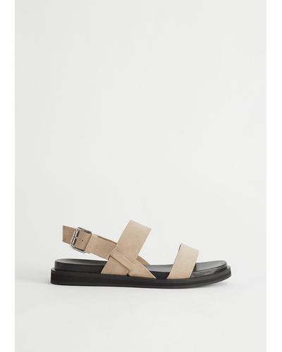 & Other Stories Diagonal Slingback Leather Sandals - White