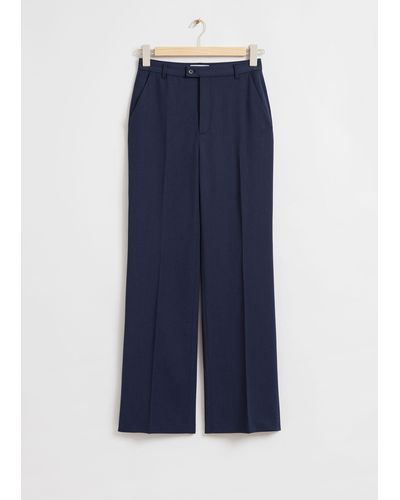& Other Stories Slim Flared Tailored Trousers - Blue