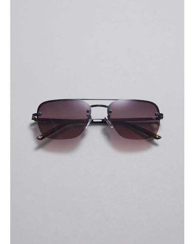 & Other Stories Rimless Aviator-style Sunglasses - Purple