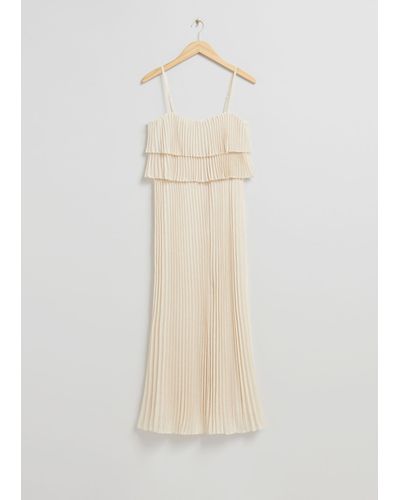 & Other Stories Pleated Strappy Maxi Dress - White