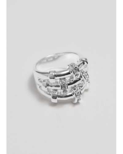 & Other Stories Crystal Adorned Ring - Gray