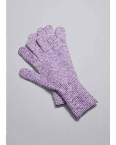 & Other Stories Mohair Wool Blend Gloves - Purple