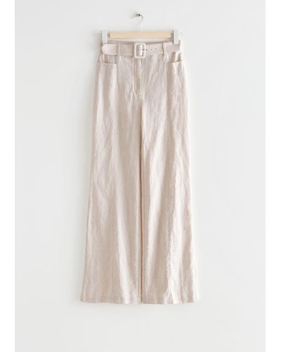 & Other Stories Flared Linen Pants - White