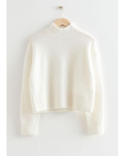 & Other Stories Cropped Mock Neck Knit Sweater - White