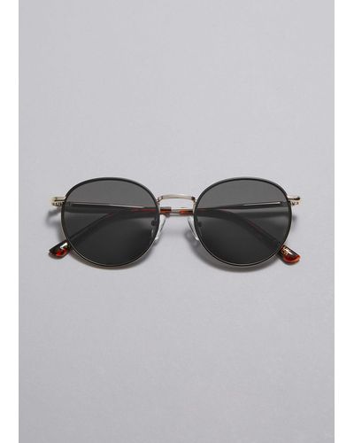 & Other Stories Slim Oval-frame Sunglasses - Grey