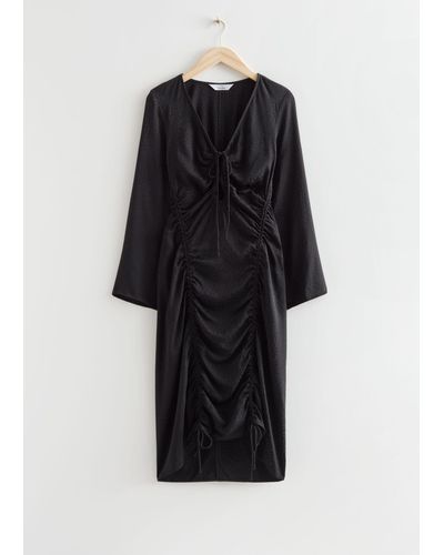 & Other Stories Drawstring Midi Dress - Black