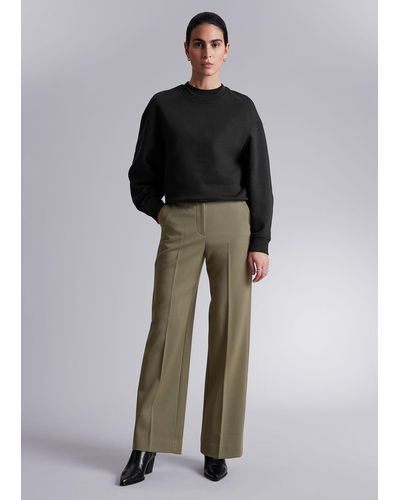 & Other Stories Wide Press Crease Pants - Green
