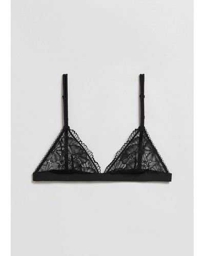 & Other Stories Floral-lace Soft Bra - Black