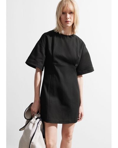 & Other Stories Fitted Short-sleeve Mini Dress - Black