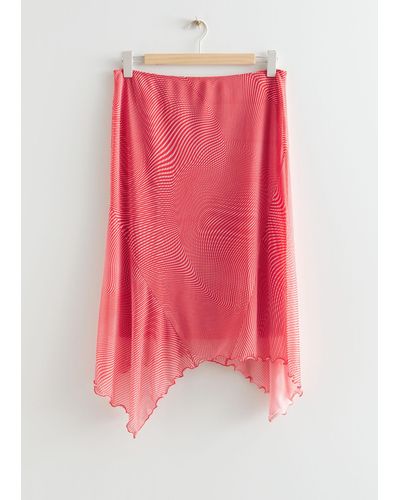 & Other Stories Sheer Asymmetric Midi Skirt - Pink