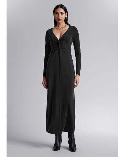 & Other Stories Twist-detailed Midi Dress - Black