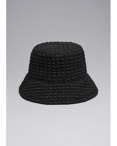 & Other Stories Waffle Bucket Hat - Black